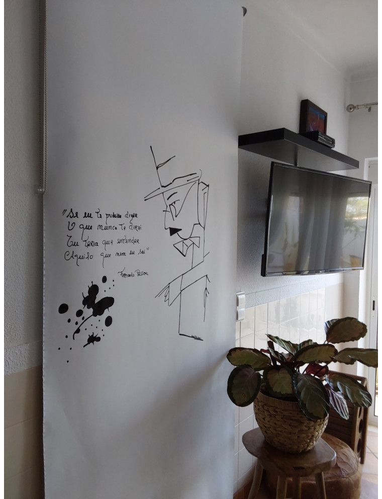 Drawing by Fernando Pessoa in White Japanese