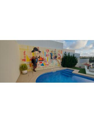 Swimming pool mural inspired by Fernando Pessoa